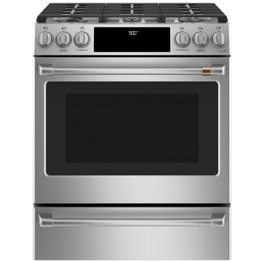 Café™ 30" Smart Slide-In, Front-Control, Radiant and Convection Range with Warming Drawer, Air Fry