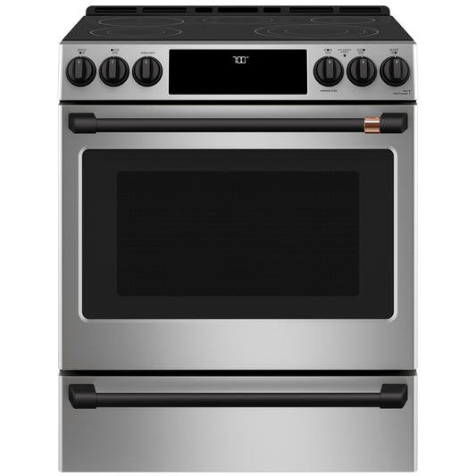Café™ 30" Smart Slide-In, Front-Control, Radiant and Convection Range with Warming Drawer, Air Fry